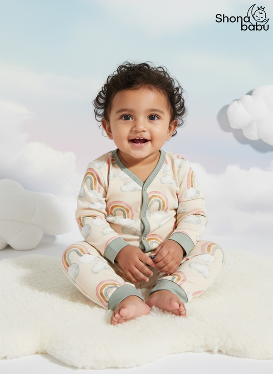 Premium Cotton Rainbow Baby Set – Soft Interlock Cotton PJs