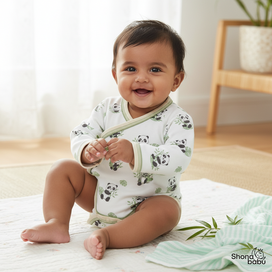 The Adorable Character Trio : Organic Cotton Kimono Baby Romper (Keeper) (Set of 3)