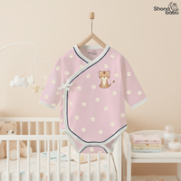 🐅 Little Tiger Organic Wrap Bodysuit (Soft Pink) ✨