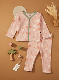 Premium Cotton Giraffe Baby Lounge Set – Soft Interlock PJs