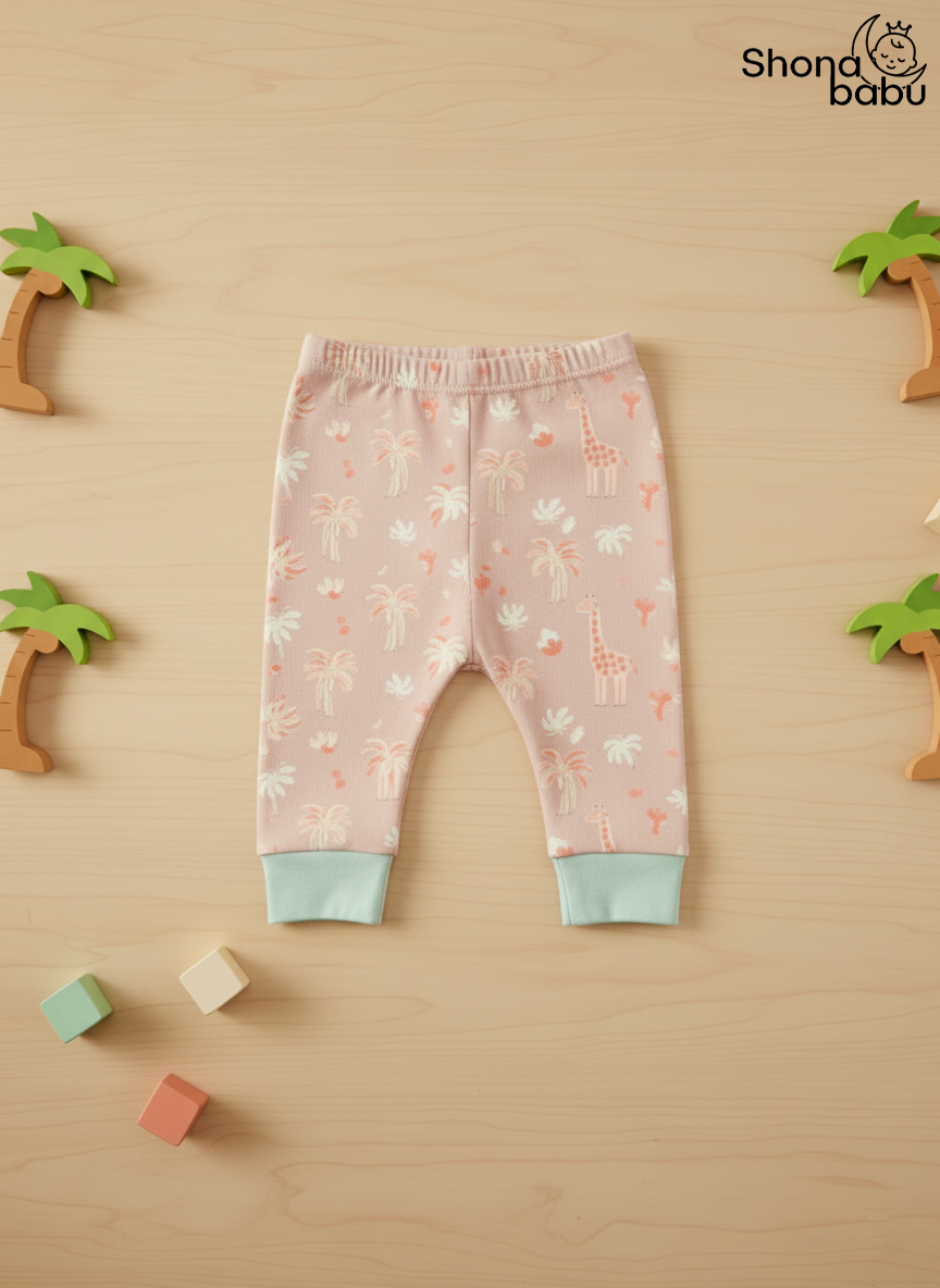 Premium Cotton Giraffe Baby Lounge Set – Soft Interlock PJs
