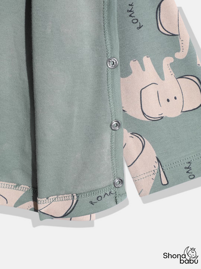 Premium Cotton Elephant Baby Lounge Set – Soft Interlock PJs