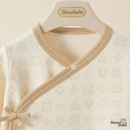 Designer Baby Organic Wrap Bodysuit (Bears & Hearts) ✨
