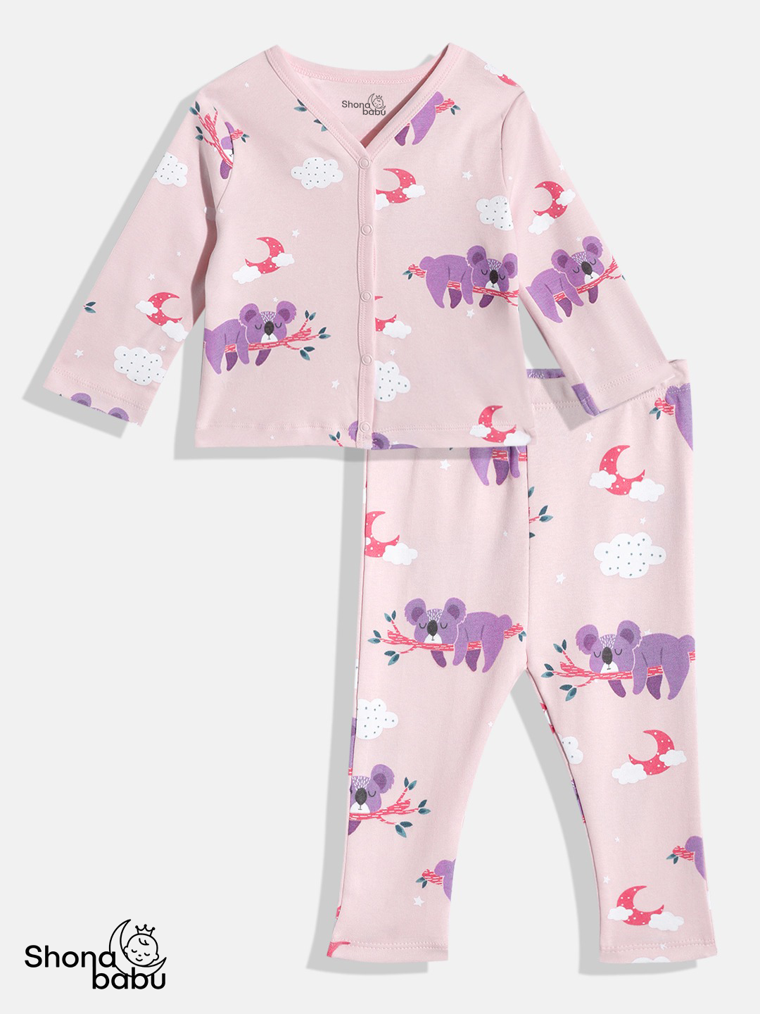 Pink Koala Cotton Baby Pajama Set – Soft & Skin-Friendly