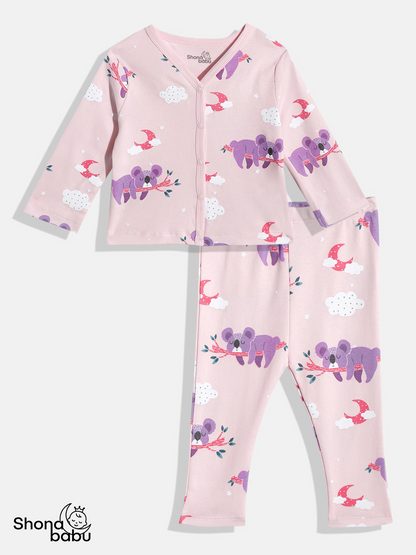 Pink Koala Cotton Baby Pajama Set – Soft & Skin-Friendly
