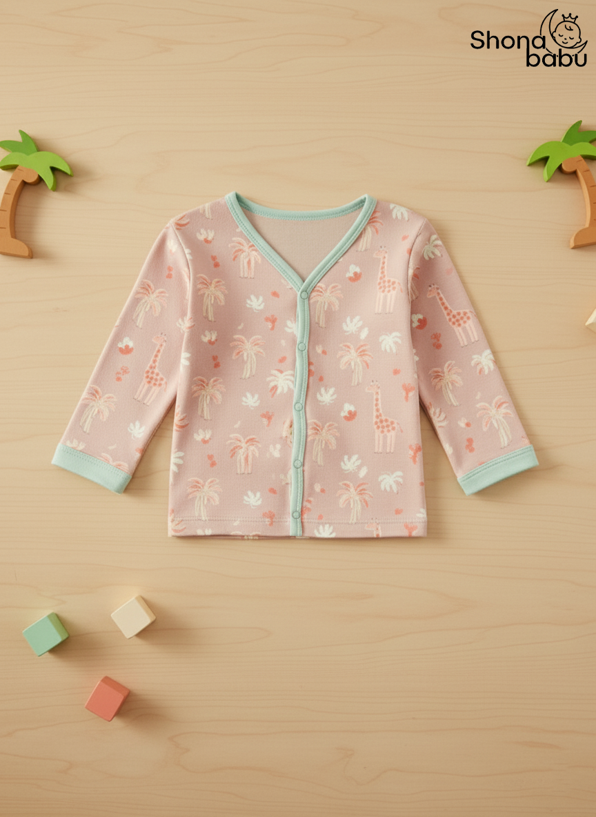 Premium Cotton Giraffe Baby Lounge Set – Soft Interlock PJs