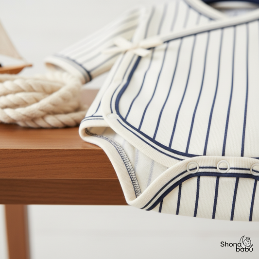 ⚓ Luxe Stripes — "Timeless Classic" Organic Wrap Bodysuit ✨