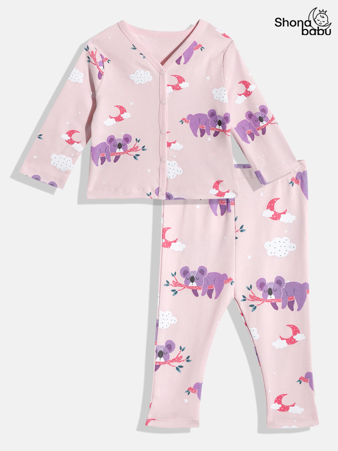 Pink Koala Cotton Baby Pajama Set – Soft & Skin-Friendly
