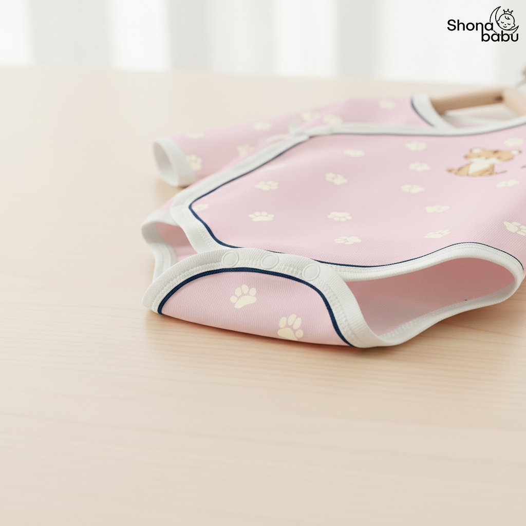 🐅 Little Tiger Organic Wrap Bodysuit (Soft Pink) ✨