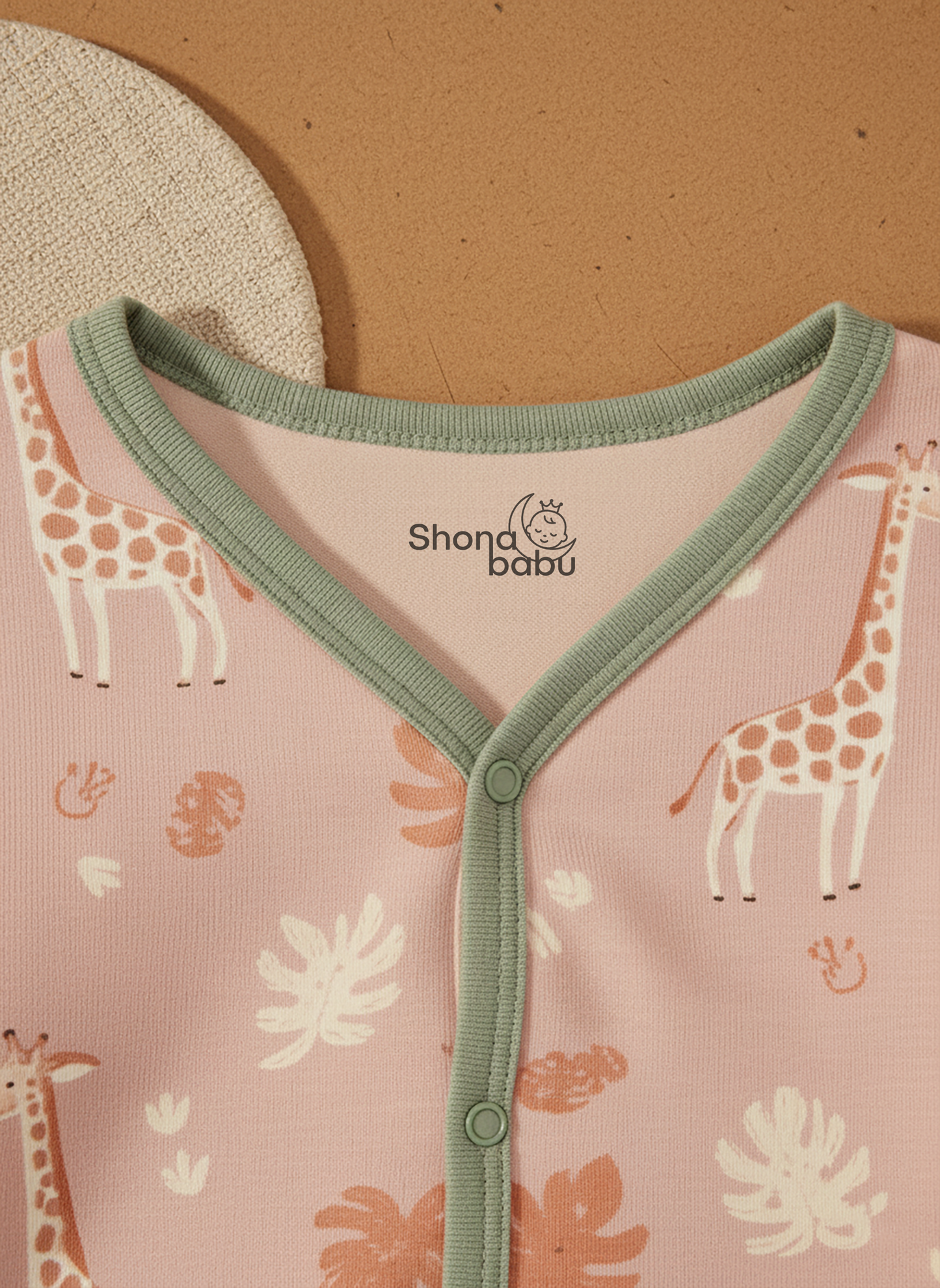 Premium Cotton Giraffe Baby Lounge Set – Soft Interlock PJs