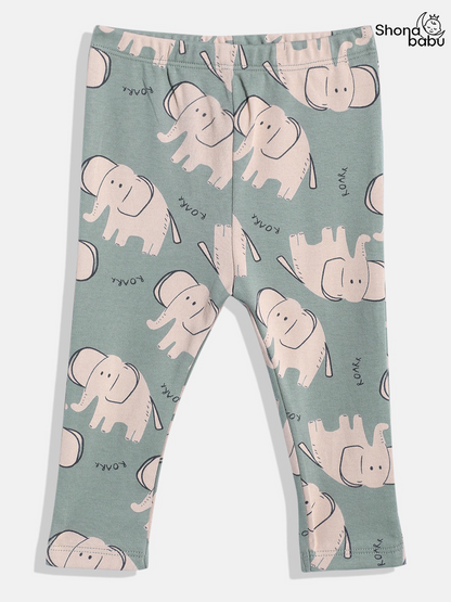 Premium Cotton Elephant Baby Lounge Set – Soft Interlock PJs