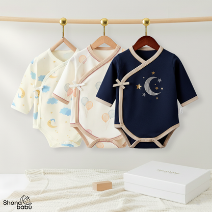 Celestial Dream Pack: Organic Cotton Kimono Bodysuits (Set of 3)