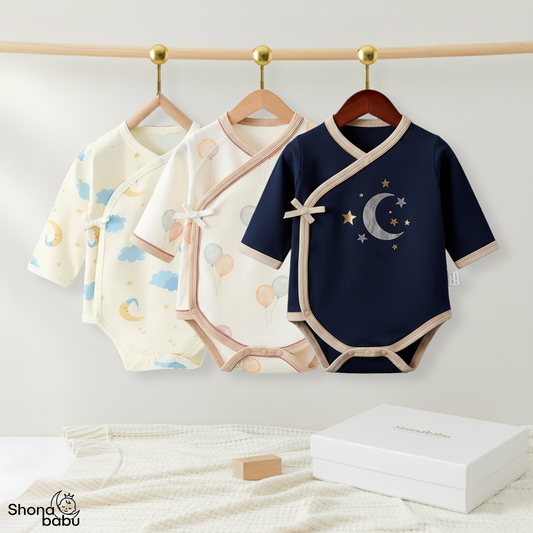 Celestial Dream Pack: Organic Cotton Kimono Bodysuits (Set of 3)