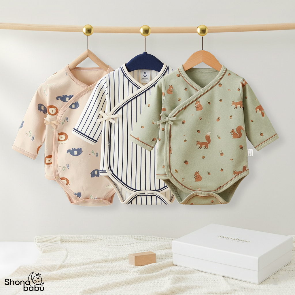 Little Gentleman Set: Organic Cotton Kimono Bodysuits (Set of 3)