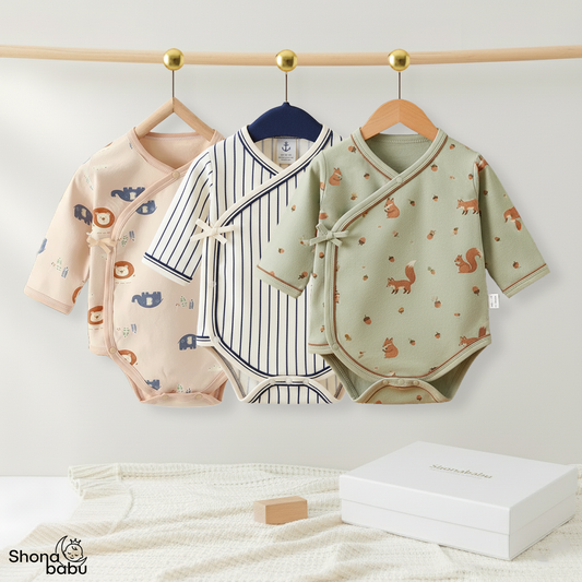 Little Gentleman Set: Organic Cotton Kimono Bodysuits (Set of 3)