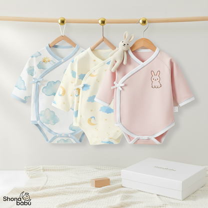 Newborn Comfort Collection : Organic Cotton Kimono Bodysuits (Set of 3)