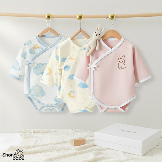 Newborn Comfort Collection : Organic Cotton Kimono Bodysuits (Set of 3)
