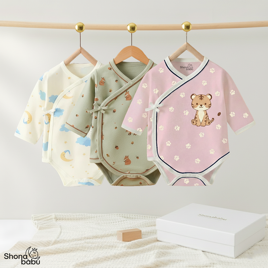 Premium Baby Bundles : Organic Interlock Cotton Baby Romper (Keeper) (Set of 3)