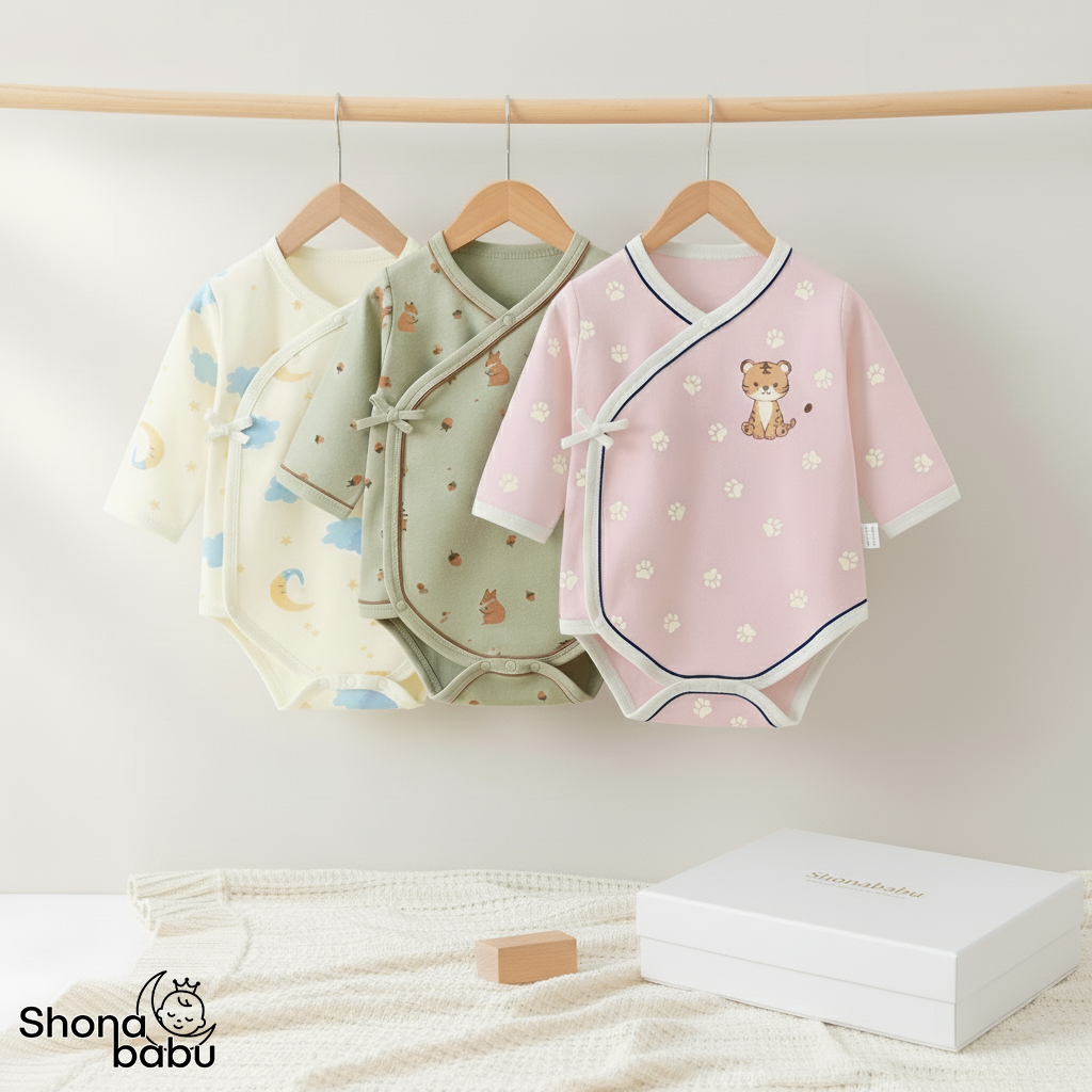 Premium Baby Bundles : Organic Interlock Cotton Bodysuits (Set of 3)