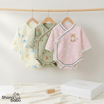 Premium Baby Bundles : Organic Interlock Cotton Bodysuits (Set of 3)