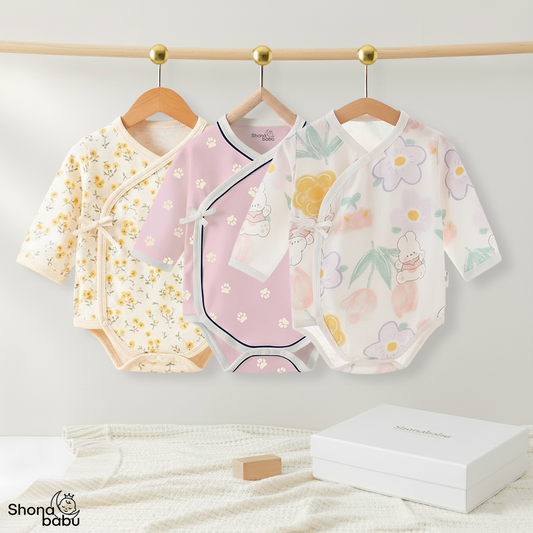 Sweetest Baby Collection : Organic Cotton Kimono Bodysuits (Set of 3)