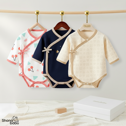 The Chic Gifting Package : Organic Cotton Premium Kimono Bodysuits (Set of 3)