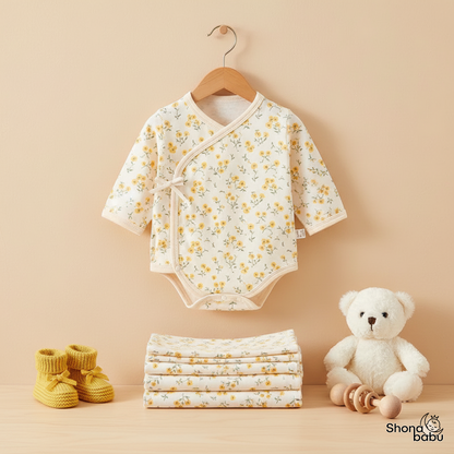 Vibrant & Playful Set : Organic Cotton Kimono Bodysuits (Set of 3)