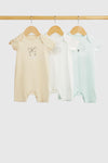 Safari Friends Half-Sleeve Romper Pack – Set of 3 (Unisex, 0–24 Months)