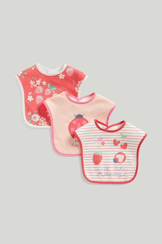Tiny Treasures Sweet Strawberry Baby Bibs – Pack of 3