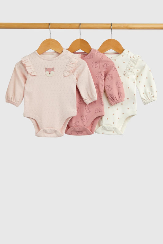 Premium Long Sleeve Bodysuits - "Woodland Friends" 3-Pack
