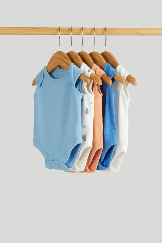 Snuggle-Ready Unisex Sleeveless Bodysuits – Pack of 5
