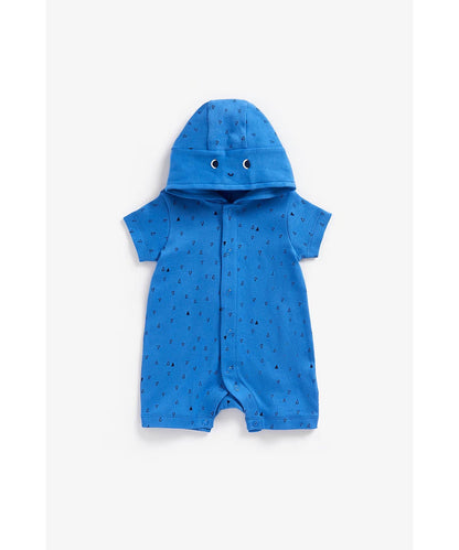 Premium Cotton Dino-Hood Romper (0-24M) – Soft Interlock Knit
