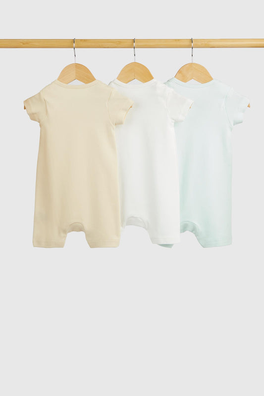 Safari Friends Half-Sleeve Romper Pack – Set of 3 (Unisex, 0–24 Months)