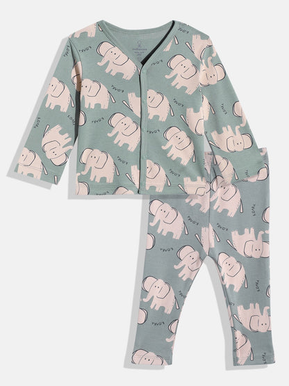 Unisex Baby Pyjama Set – 2-Piece Cotton Sleepwear with Elephant Print