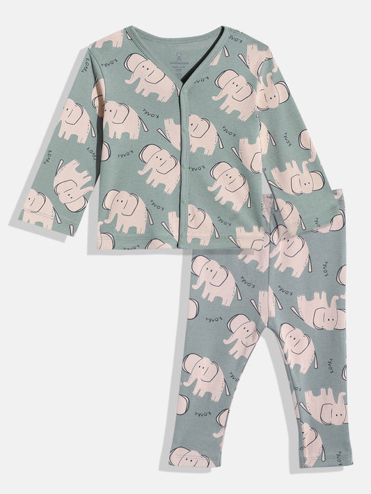 Unisex Baby Pyjama Set – 2-Piece Cotton Sleepwear with Elephant Print
