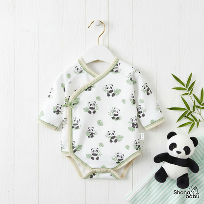 🐼 Panda Parade Organic Wrap Bodysuit ✨