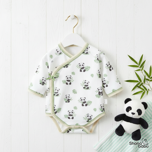 🐼 Panda Parade Organic Wrap Bodysuit ✨
