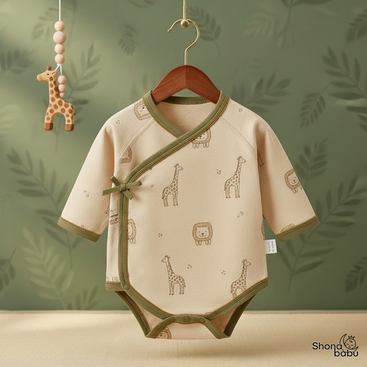 🦒 Little Safari Organic Wrap Bodysuit ✨